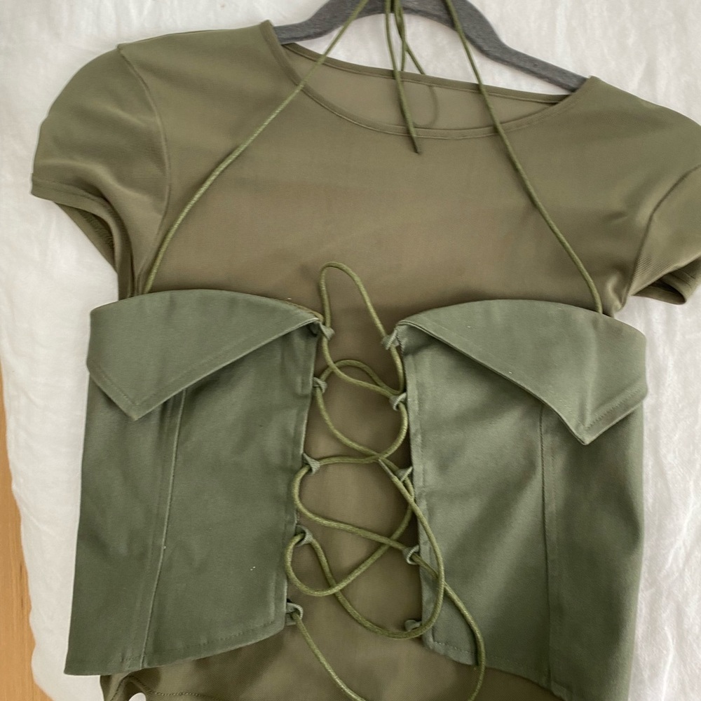 WORN ONCE I.Am.Gia olive green corset top